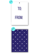 Load image into Gallery viewer, XL Holiday Gift Tags - Qty 10  | Blue Mini Snowflakes  |  3.25&quot; x 4.5&quot;﻿
