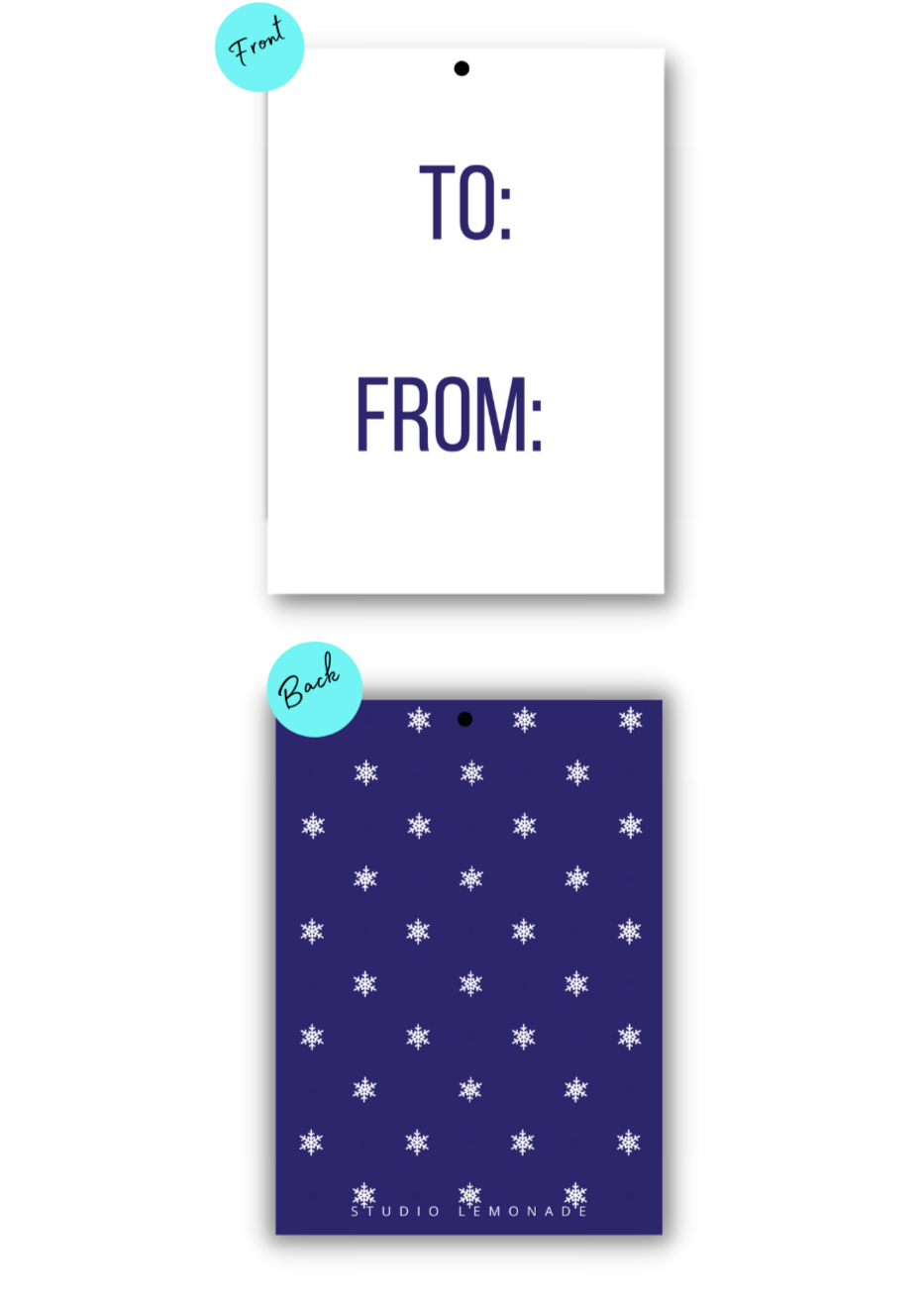 XL Holiday Gift Tags - Qty 10  | Blue Mini Snowflakes  |  3.25